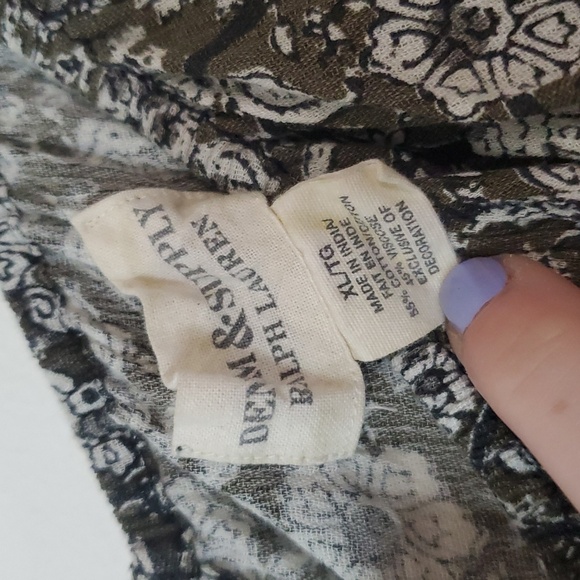 Ralph Lauren Denim & Supply Floral Paisley Print Blouse Size Extra Large Elastic - Picture 6 of 10